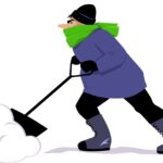 Snow shoveling person