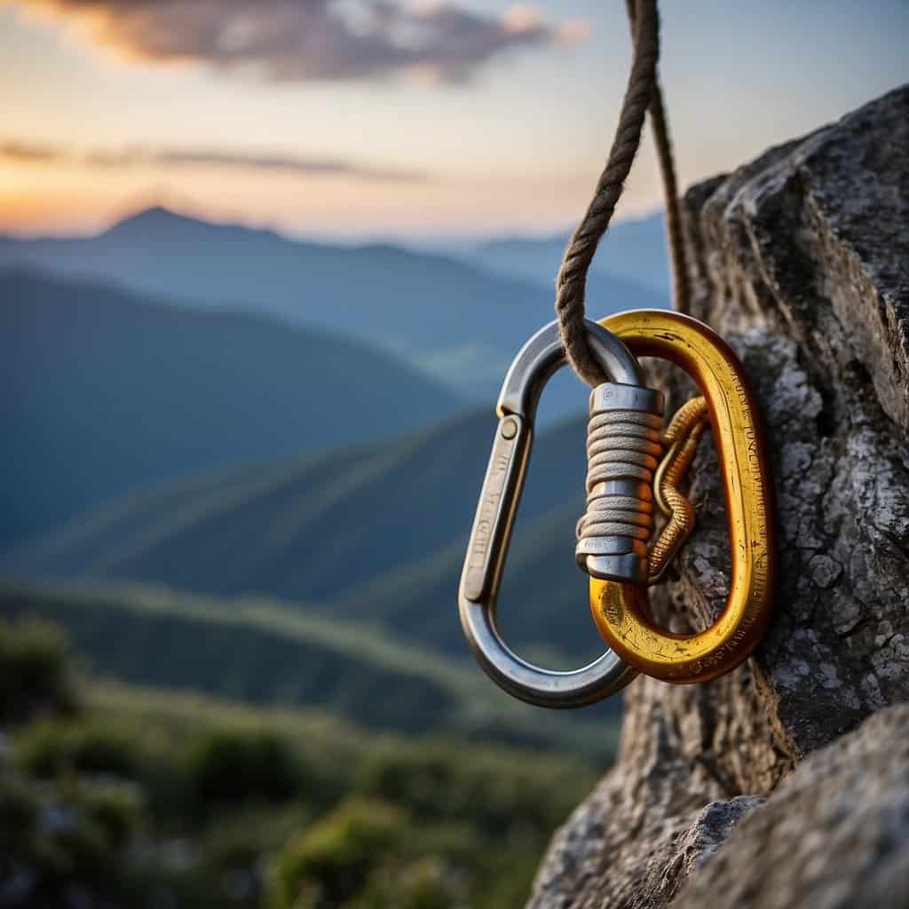 a carabiner attached to a rope