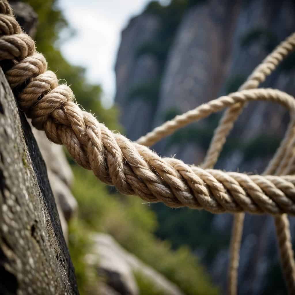 a rope tied to a rock