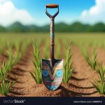 a shovel in a field