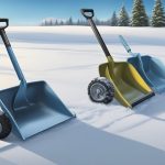 a group of shovels in the snow