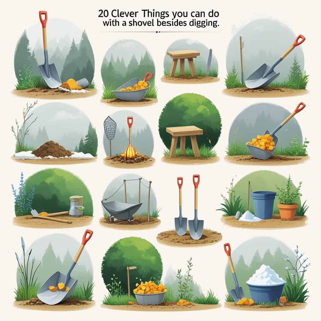 Creative uses for a shovel illustrated.